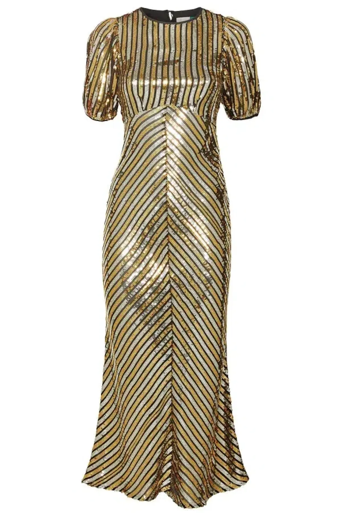 Rixo Daisy Sequin Midi Dress Gold Size UK 10 - Image 3