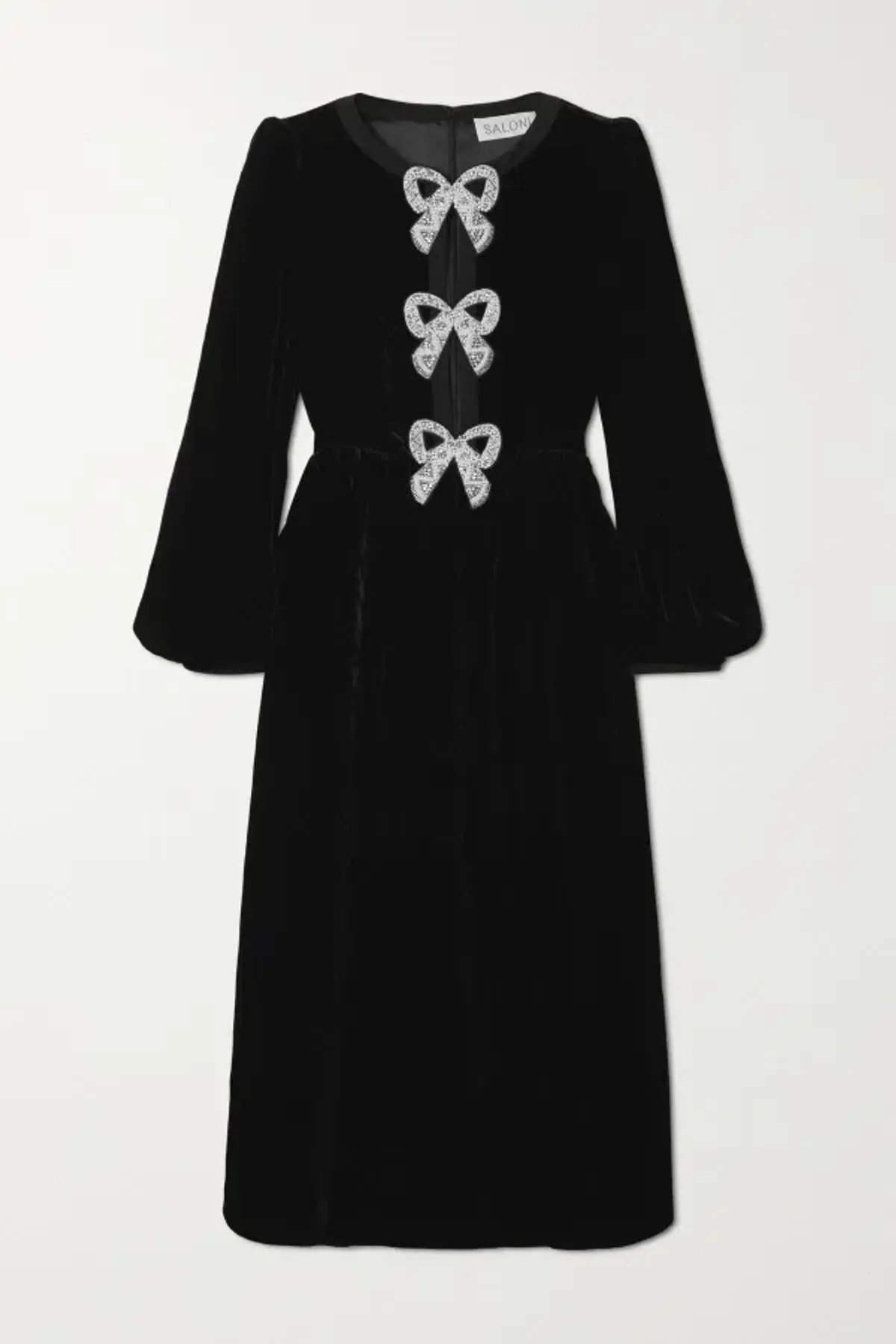 Saloni Camille Velvet Bow Dress Size 8 - Image 3