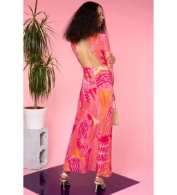 Rixo Rose Psychedelic Butterfly Dress Pink Print Size UK 10 for rent on The Volte - image 2