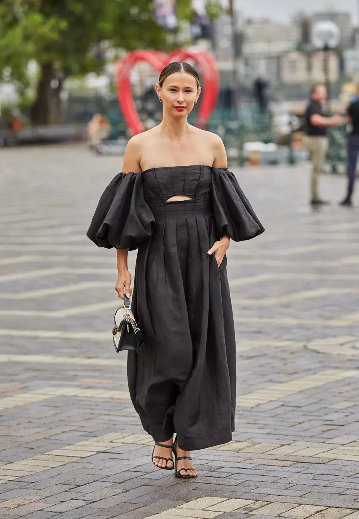 Aje Eugenie Off Shoulder Midi Dress Black Size UK 10 - Image 4