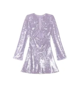 Self-Portrait Rent Lilac Sequin Mini Dress Size 12  for rent on The Volte - image 3