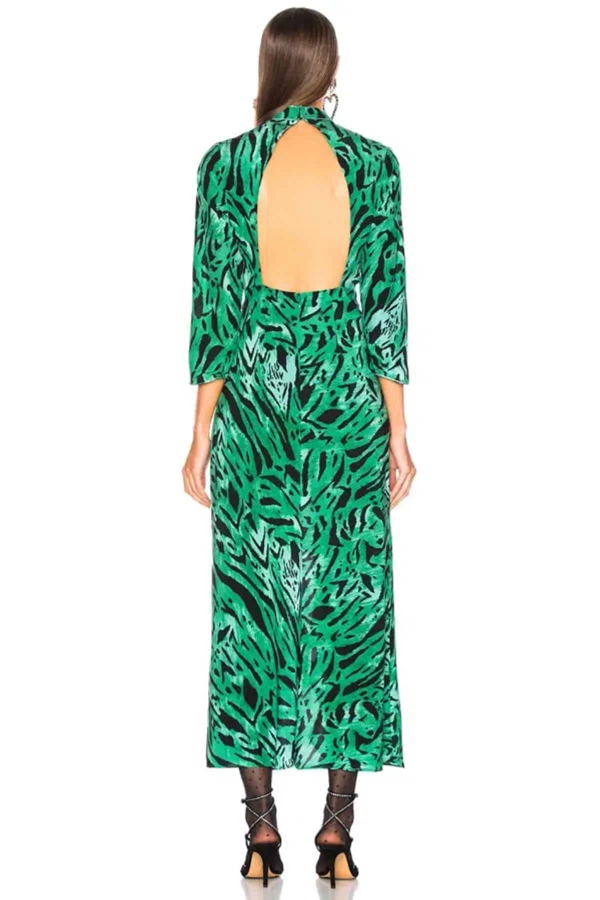 RIXO Lucy Green Tiger Midi Dress Green Size UK 10 - Image 2