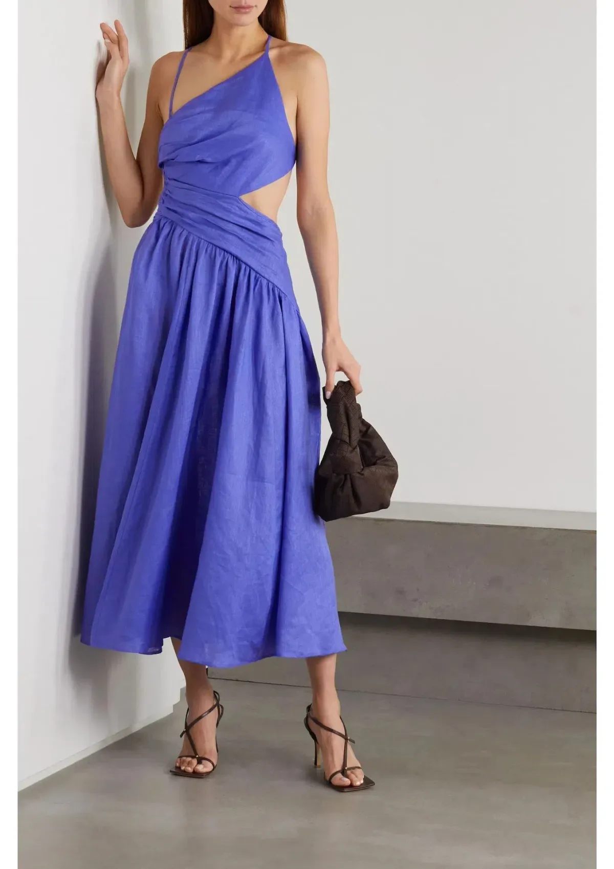 Zimmermann Tropicana Asymmetric Midi Dress Electric Blue Size UK 12 - Image 1