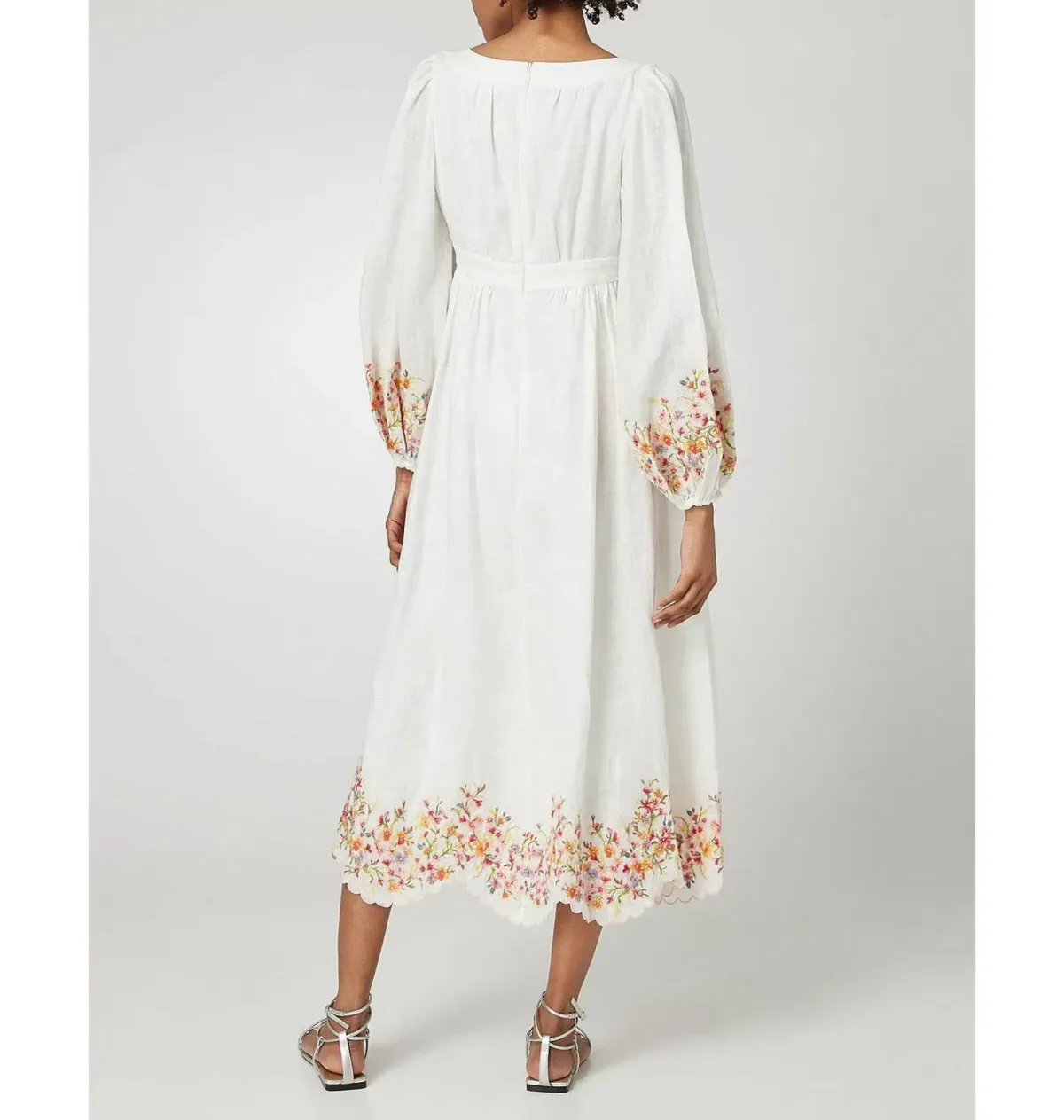 Zimmermann Mae Floral Embroidered Midi Dress White Floral Size 1 / UK 10 - Image 2
