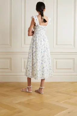 Reformation Noreen Midi Dress Blue Floral Size S / UK 8 for rent on The Volte - image 3