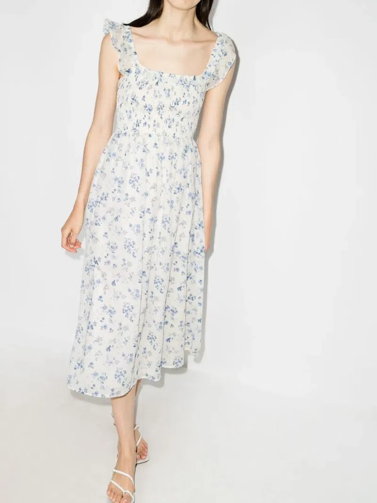 Reformation Noreen Midi Dress Blue Floral Size S / UK 8 - Image 1