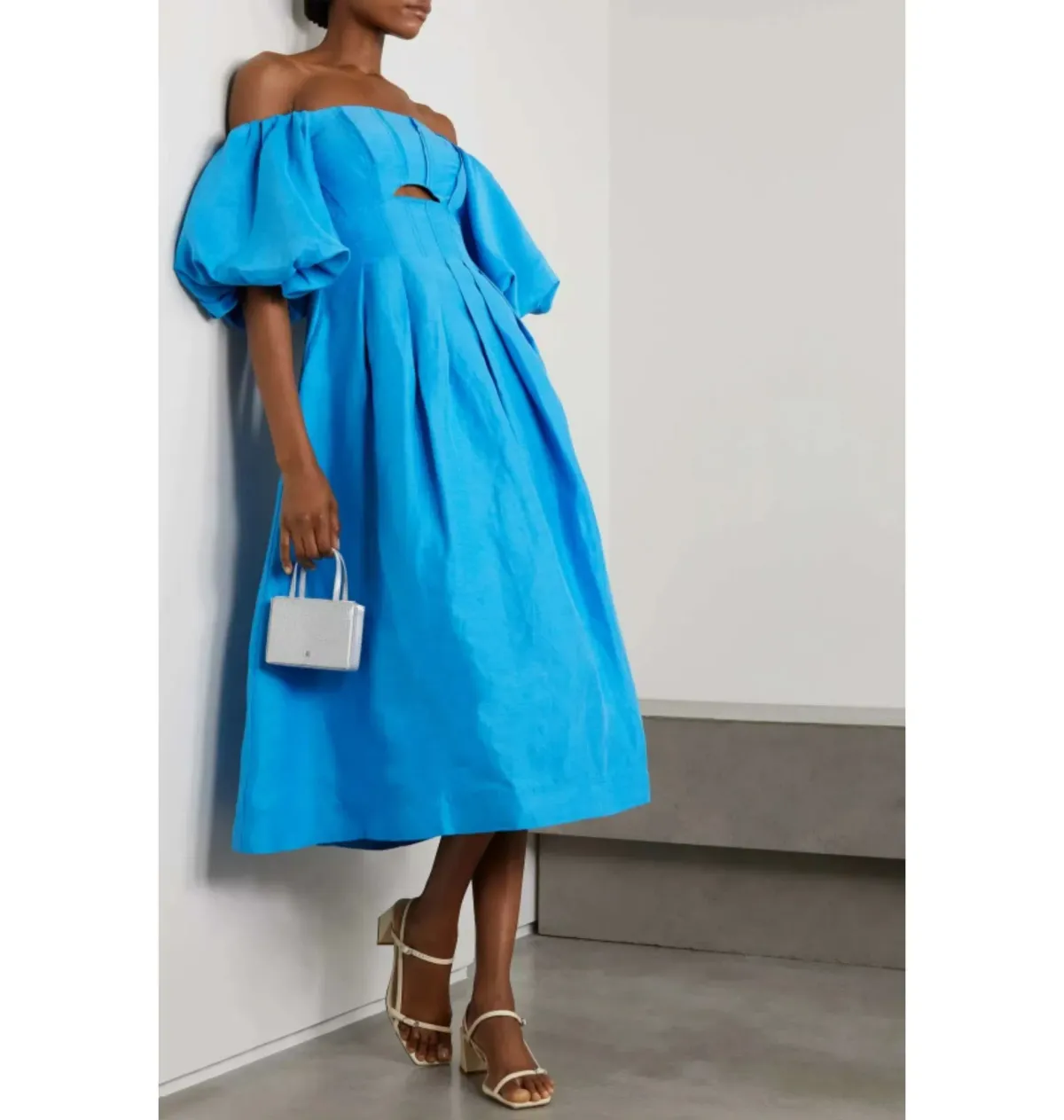 Aje Eugenie Midi Dress Azure Blue Size UK 10 - Image 4