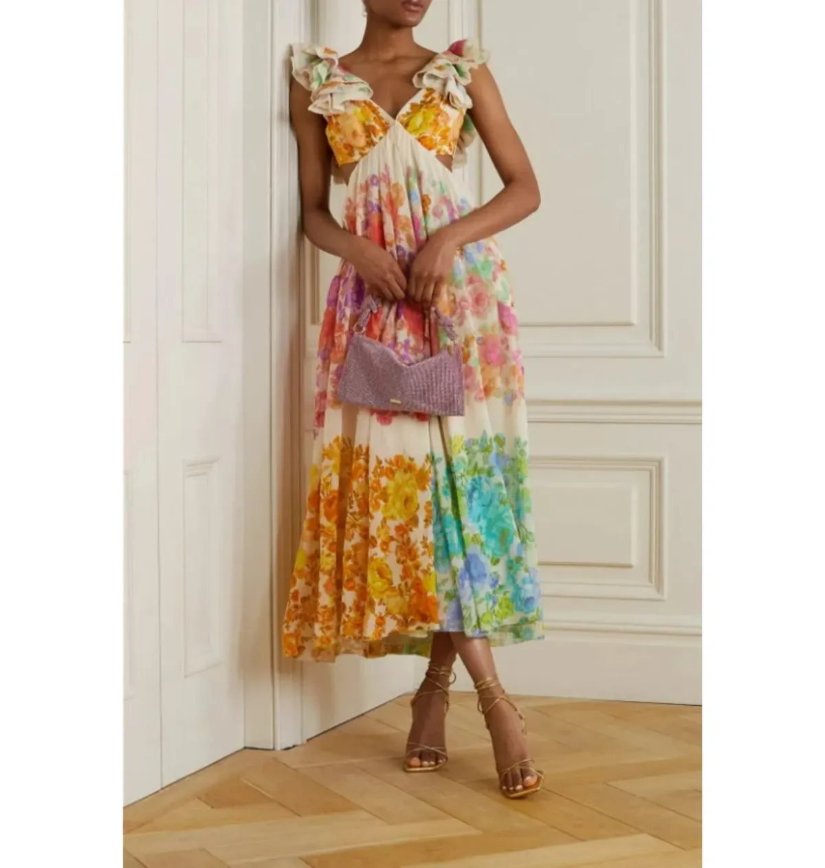 Zimmermann Raie Cut Out Dress Multi Size UK 10 - Image 1