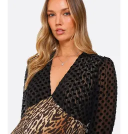 Rixo Melanie Leopard Midi Dress Leopard Print Size UK 12 for rent on The Volte - image 3