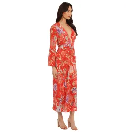 Rixo Mel Open Back Dress Red Print Size UK 10 for rent on The Volte - image 2