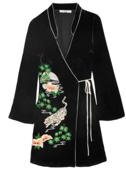 RIXO Iris Tiger Velvet Mini Dress Black Size UK 12 for rent on The Volte - image 3