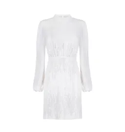 Rixo Lara Sequinned Mini Dress in Ivory Sequin Size UK 12 for rent on The Volte - image 4
