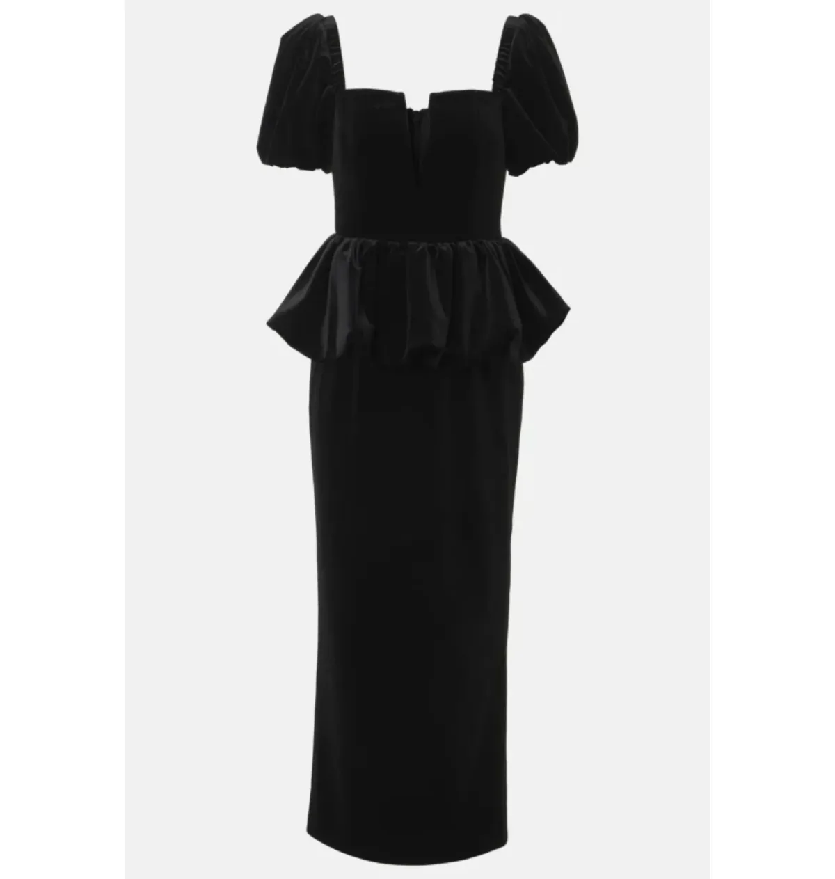 Self Portrait Peplum Velvet Puff Sleeve Dress Black Size UK 10 - Image 6