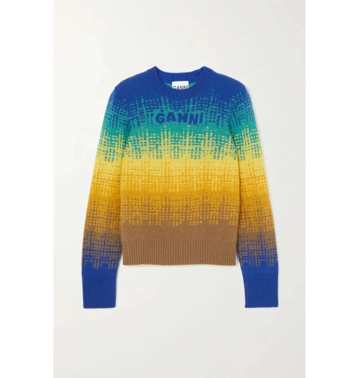 Ganni Intarsia Knit Jumper Blue Size UK 10 - Image 3
