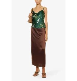 Reformation Renae Floral Silk-Satin Top Green Size UK 10 for rent on The Volte - image 1