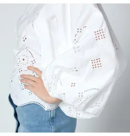 Ganni Broderie Anglais Blouse White Size UK 10 for rent on The Volte - image 4