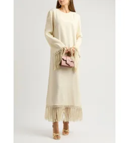 Taller Marmo Claudia Venti Fringed Dress Cream Size 10  for rent on The Volte - image 1