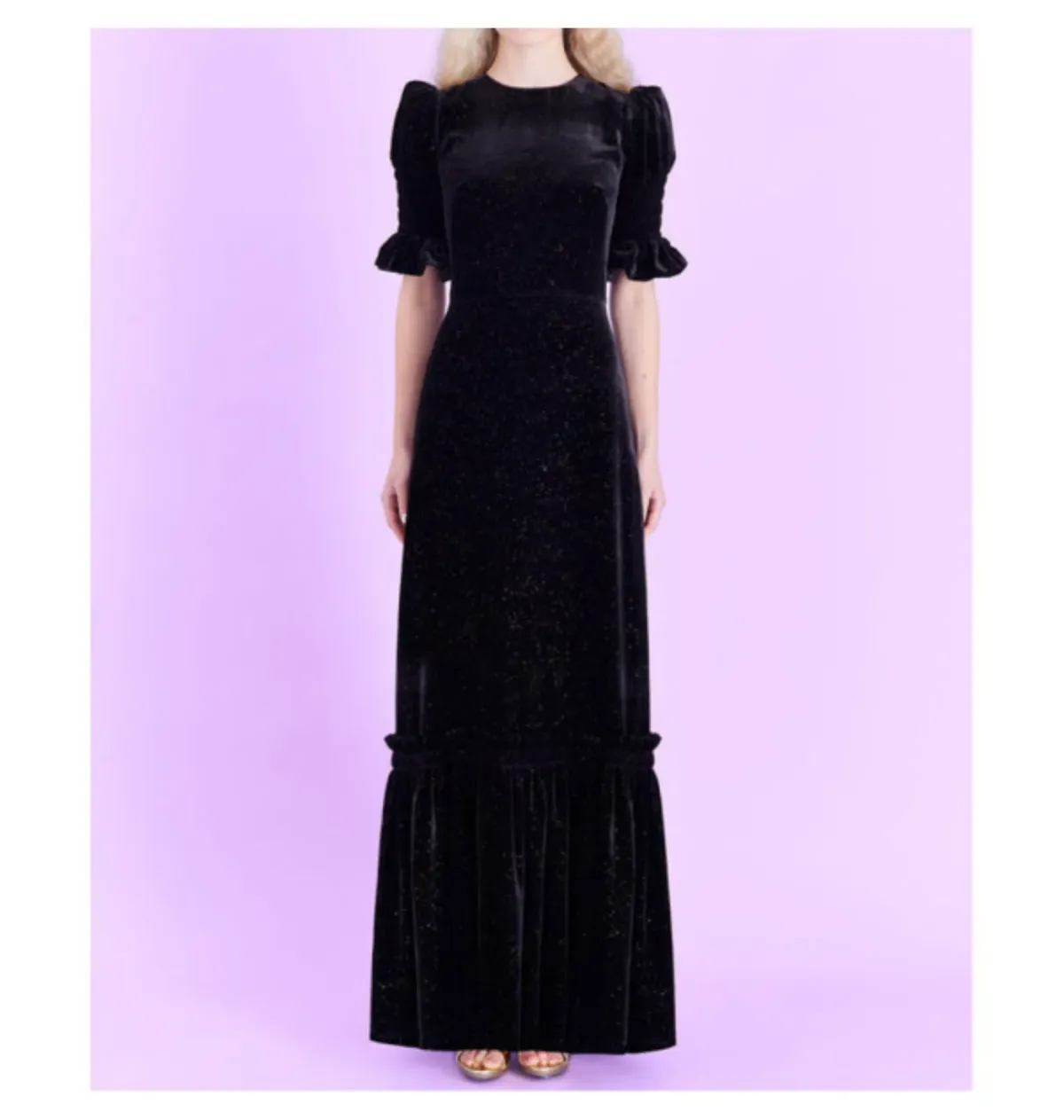 The Vampire’s Wife Night Flight Velvet Glitter Gown Black Size UK 14 - Image 1