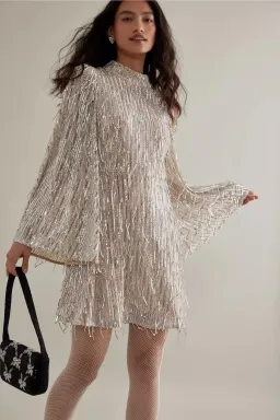 Queens of Archive The Mia Flare Sleeve Mini Dress Sequin Size S / UK 8 for rent on The Volte - image 2
