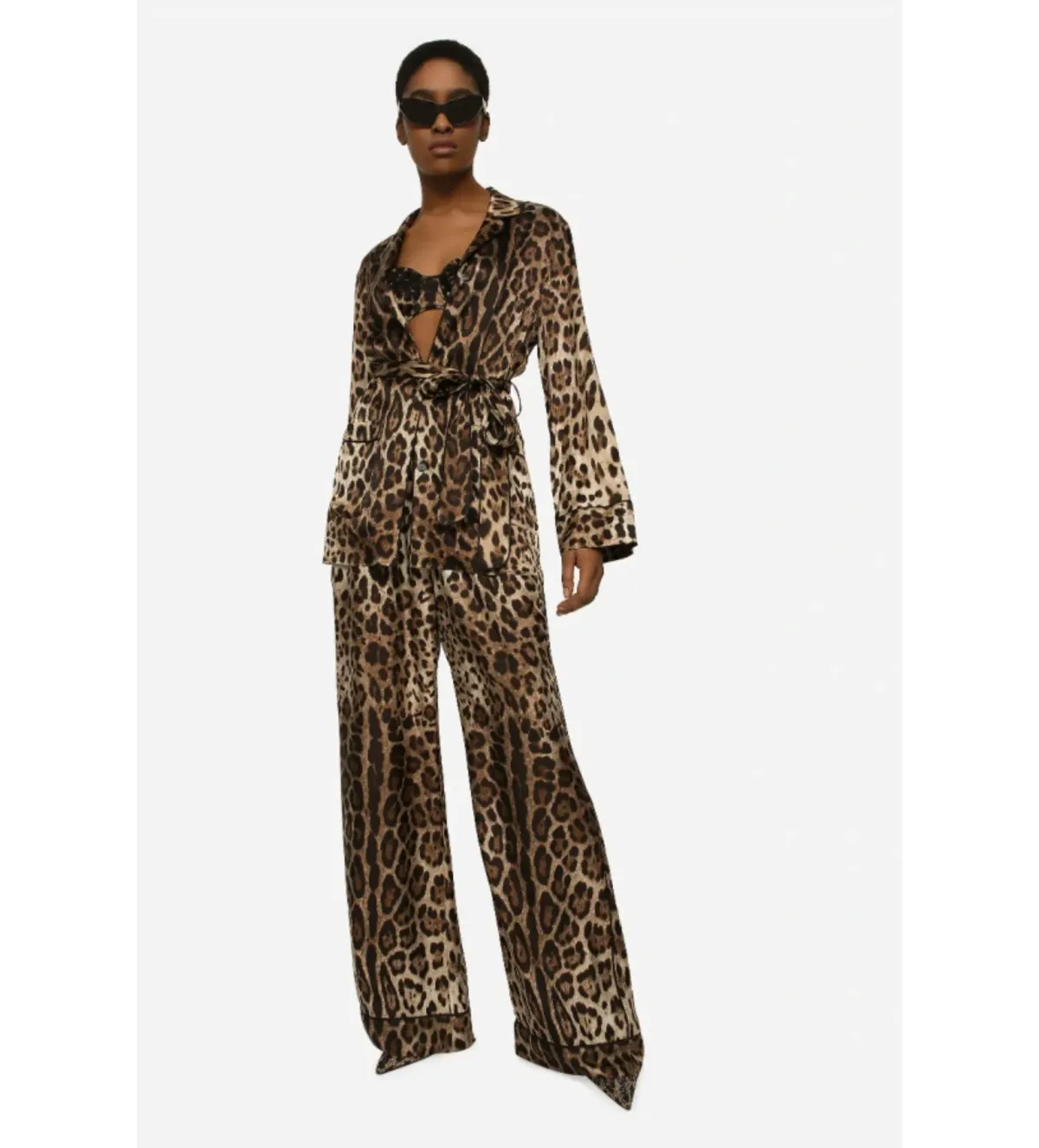 Dolce & Gabbana Silk Belted Blazer Leopard Size 12 - Image 1