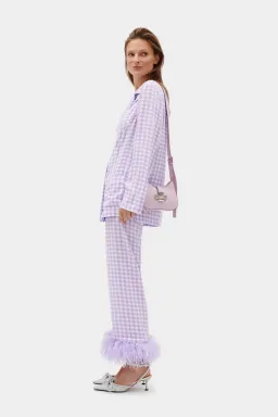 Sleeper Party Gingham Feather Cuff Pajamas Purple Size M / UK 10 for rent on The Volte - image 3