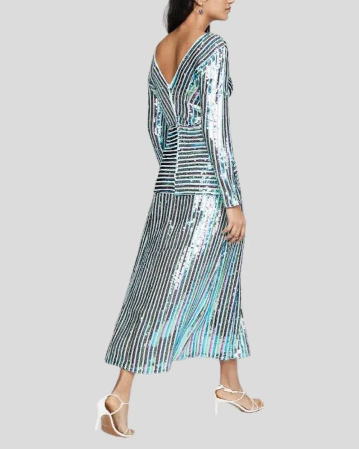 Rixo Emmy Multi Colour Sequin Midi Dress Size UK 12 - Image 2