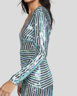 Rixo Emmy Multi Colour Sequin Midi Dress Size UK 12 for rent on The Volte - image 3