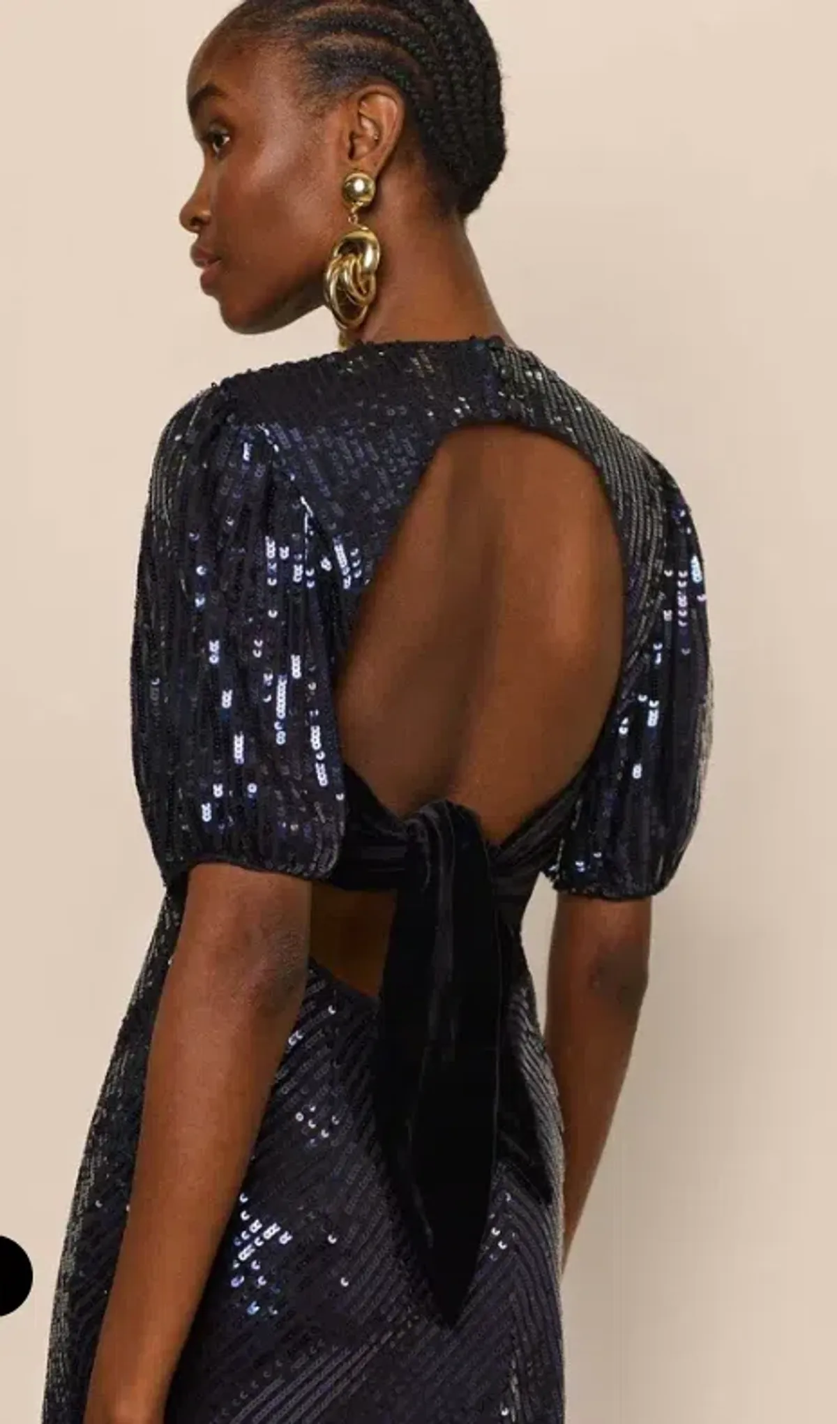 Rixo Daisy Sequin Midi Dress Black Size UK 10 - Image 3