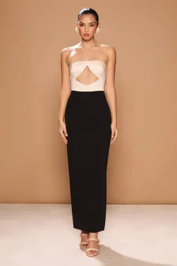 Sonya Moda Siena Spliced Maxi Dress Black Multi Size UK 10 for rent on The Volte - image 1