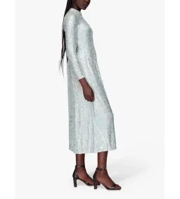 Whistles Silver Sequin Column Dress Silver Size UK 10 for rent on The Volte - image 4