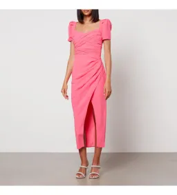 Self Portrait Iris Crepe Midi Dress Pink Size UK 16 for rent on The Volte - image 1