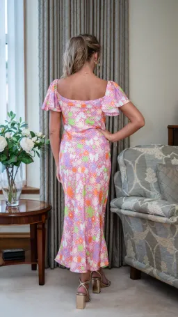 Olivia Rubin Amelia Midi Dress Floral Pink UK Size 10 for rent on The Volte - image 3