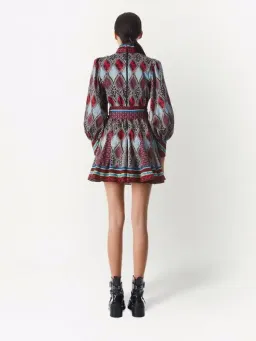 Alice and Olivia Mina Button Front Godet Mini Dress Multicolor Size UK 12 for rent on The Volte - image 4