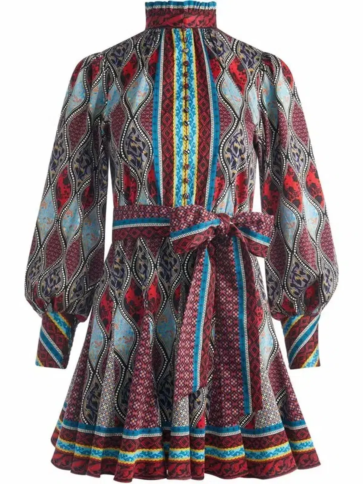 Alice and Olivia Mina Button Front Godet Mini Dress Multicolor Size UK 12 - Image 5