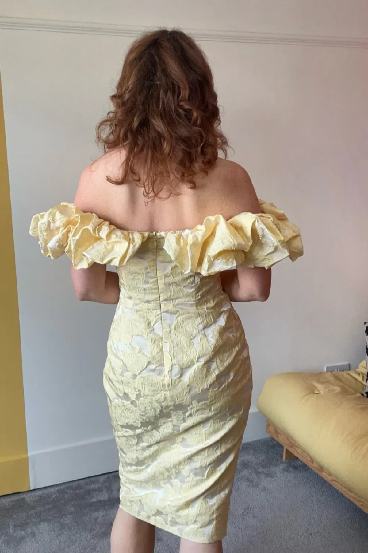 Lavish Alice Katie Rose Midi Dress Yellow Size UK 10 - Image 3