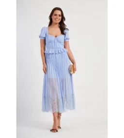 Self Portrait Blue Chiffon Midi Dress Size 10 for rent on The Volte - image 3