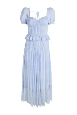 Self Portrait Blue Chiffon Midi Dress Size 10 for rent on The Volte - image 2