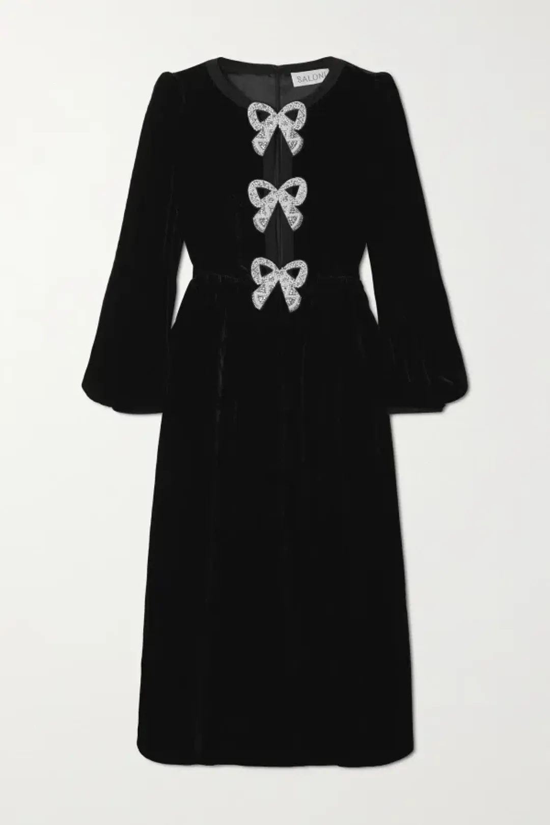 Saloni Camille Velvet Bow Dress Size 10 for rent on The Volte - main image
