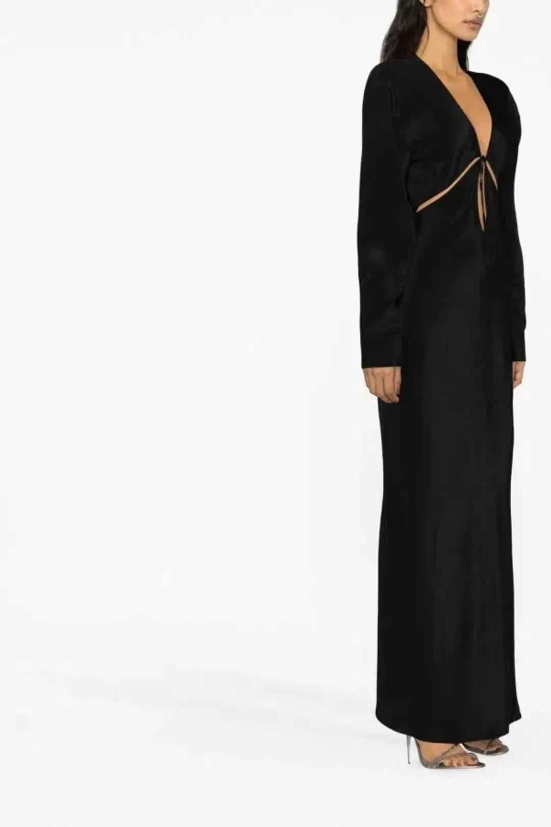 Christopher Esber Triquetra Silk Maxi Dress Black Size 10 for rent on The Volte - main image