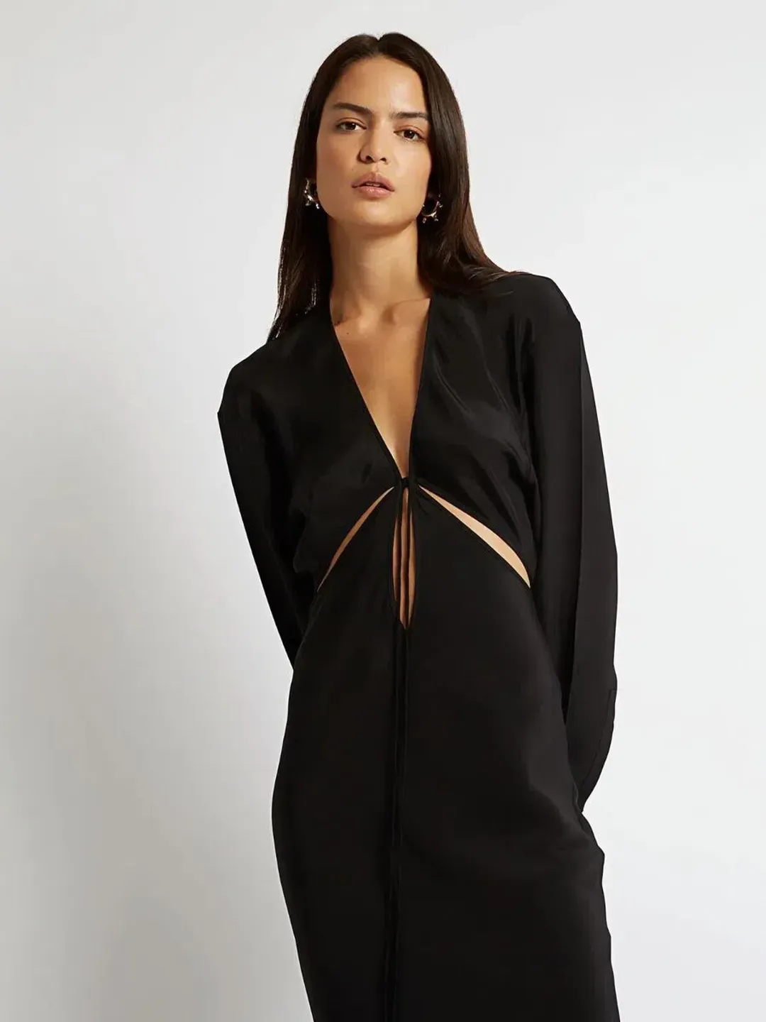 Christopher Esber Triquetra Silk Maxi Dress Black Size 10 for rent on The Volte - main image