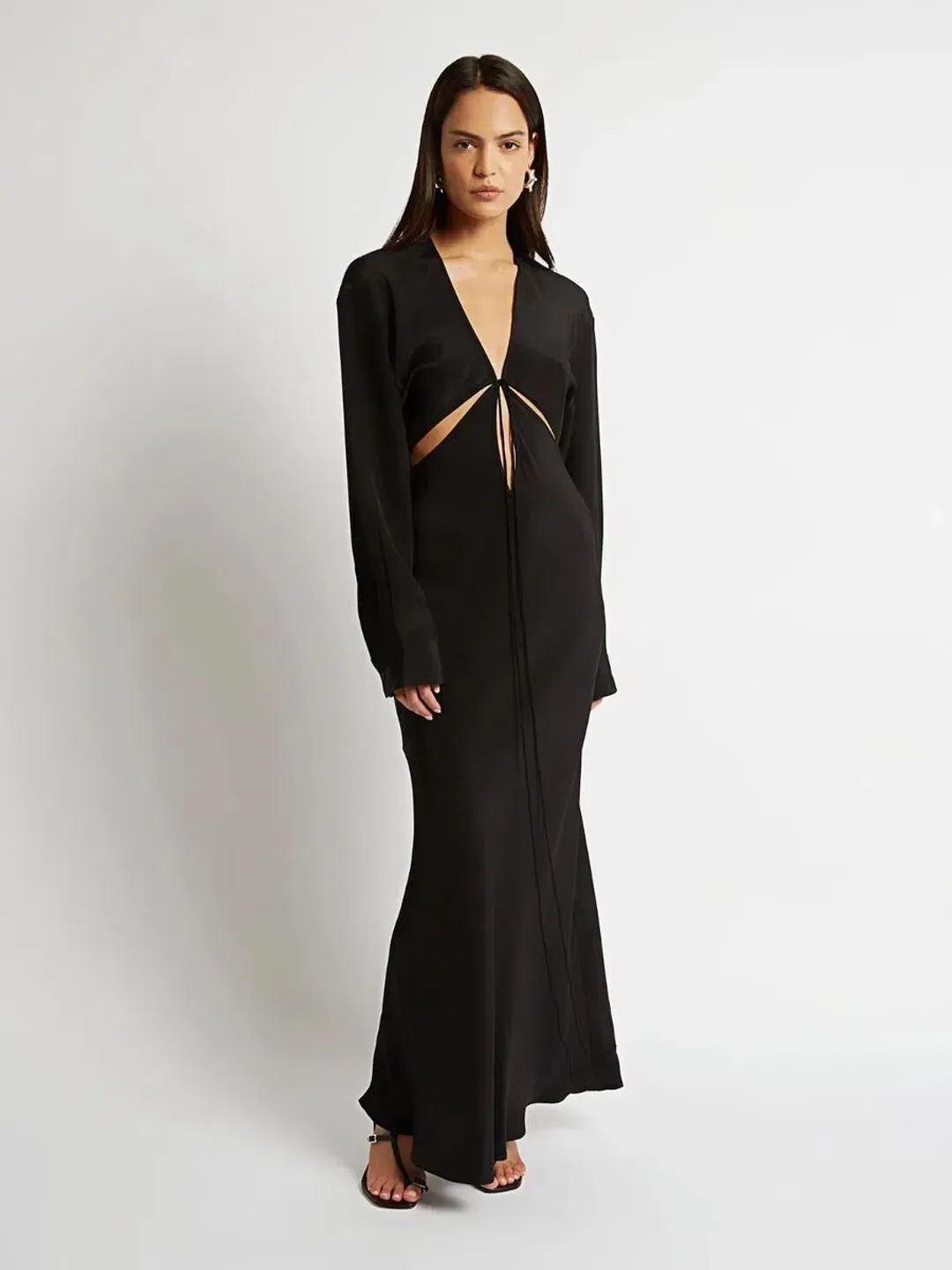 Christopher Esber Triquetra Silk Maxi Dress Black Size 10 for rent on The Volte - main image
