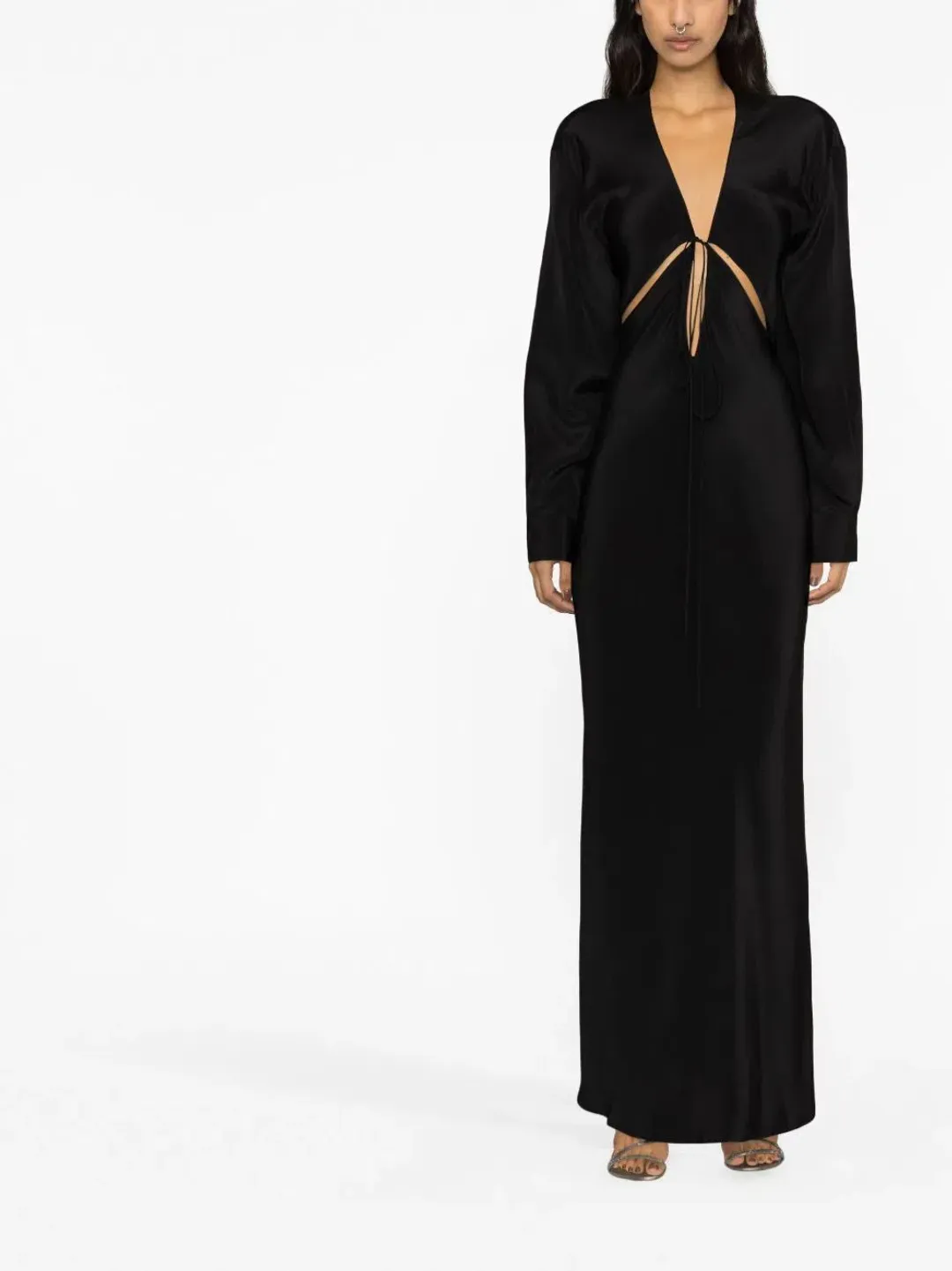 Christopher Esber Triquetra Silk Maxi Dress Black Size 10 for rent on The Volte - main image
