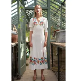 Rixo Carmen Embroidered Midi Dress Floral Size UK 12 for rent on The Volte - image 1