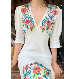 Rixo Carmen Embroidered Midi Dress Floral Size UK 12 for rent on The Volte - image 4