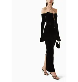 16arlington Salm Velvet Cut Out Dress Black Size UK 12 for rent on The Volte - image 2