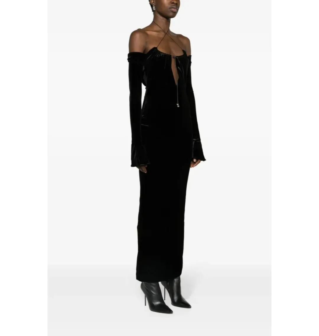 16arlington Salm Velvet Cut Out Dress Black Size UK 12 for rent on The Volte - main image
