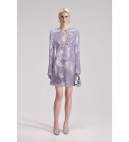Self-Portrait Rent Lilac Sequin Mini Dress Size 12  for rent on The Volte - image 1