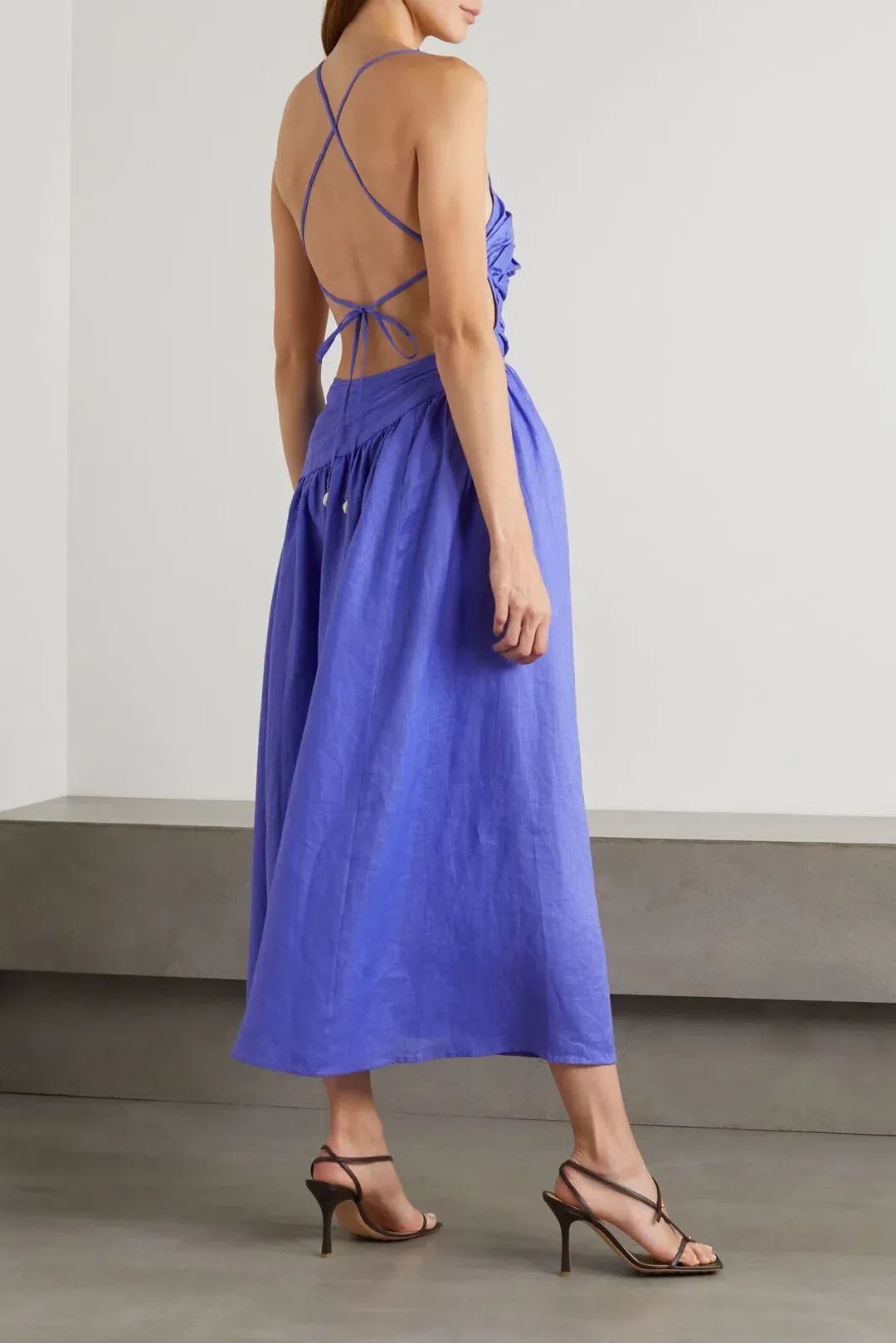 Zimmermann Tropicana Asymmetric Midi Dress Electric Blue Size UK 12 for rent on The Volte - main image
