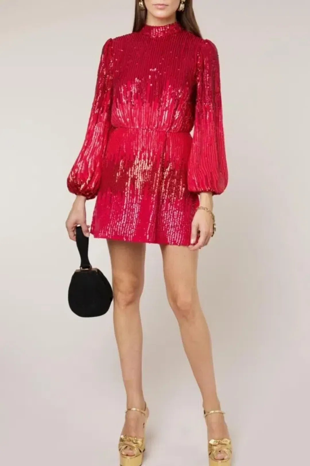 RIXO Samantha Mini Dress Red Size UK 10 for rent on The Volte - main image
