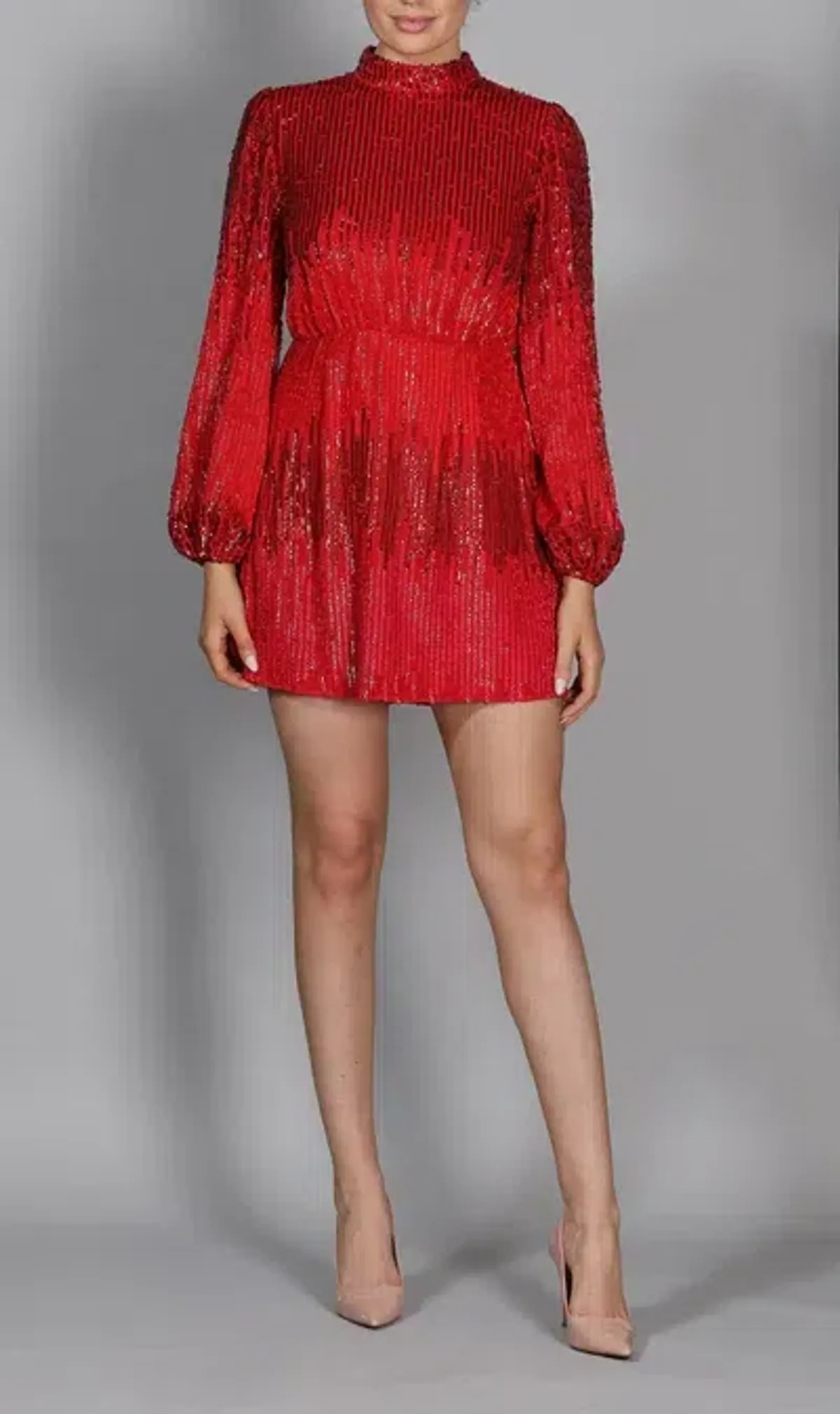 RIXO Samantha Mini Dress Red Size UK 12 for rent on The Volte - main image